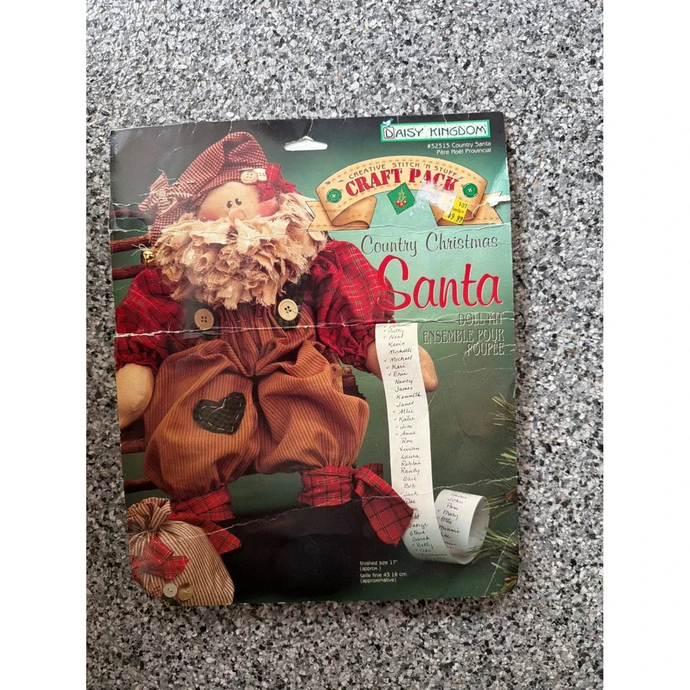 Daisy Kingdom Country Christmas Santa Doll Kit 52515 Vintage 1995 Pack 17in